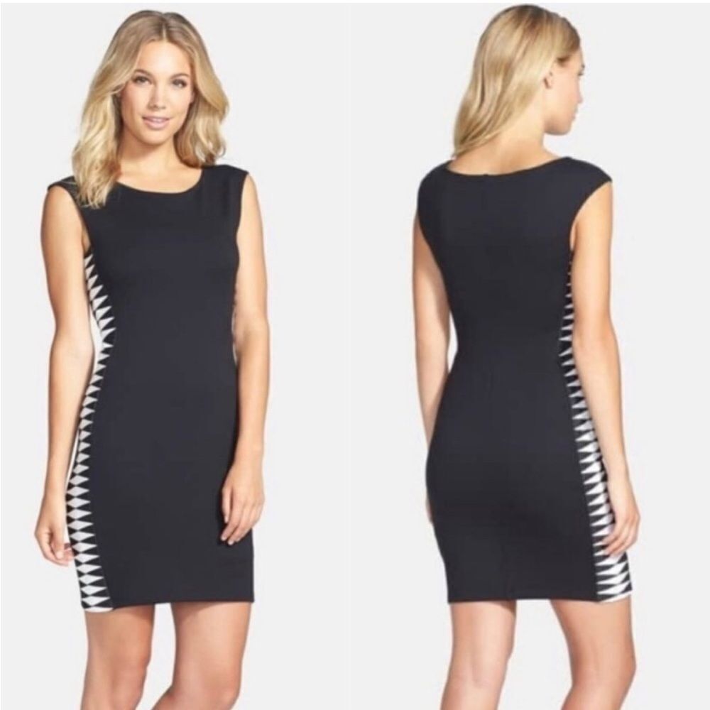 BAILEY 44 | Black & White Sleeveless Sheath Dub Panel Dress Women’s Size Small